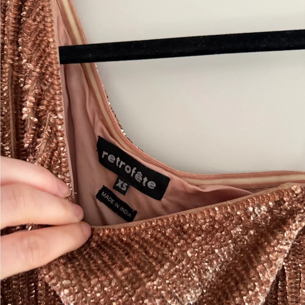 Retrofete One-Shoulder Tan Dress - Picture 9 of 11